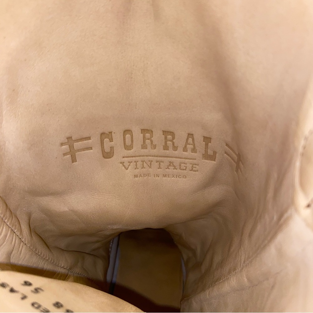 Corral Cowgirl Boots Crater Bone Embroidery Leather Western Snip Toe Women 7.5 M - Picture 9 of 10